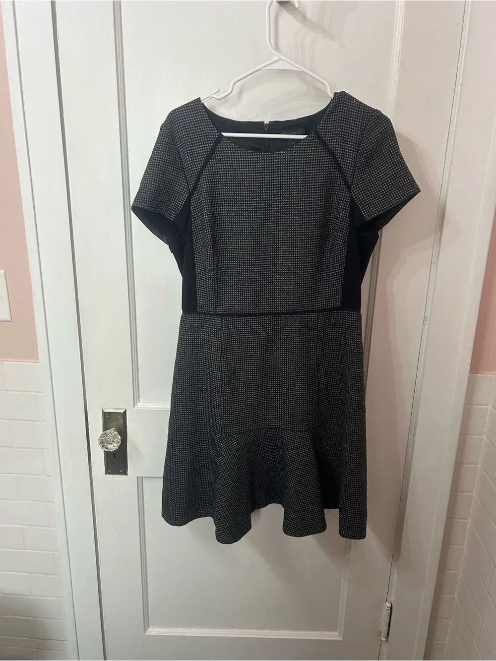 J. Crew Black and Gray Fit-and-Flare Mini Dress